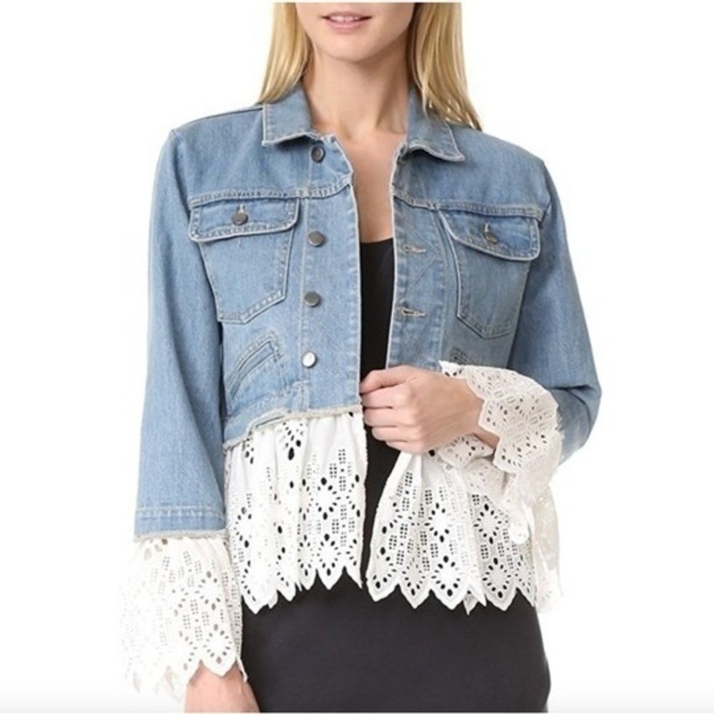 SEA NEW YORK Eyelet Corset Denim Jacket